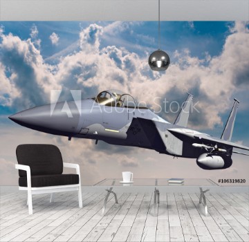 Picture of F-15C Eagle 3D illustration model in flight